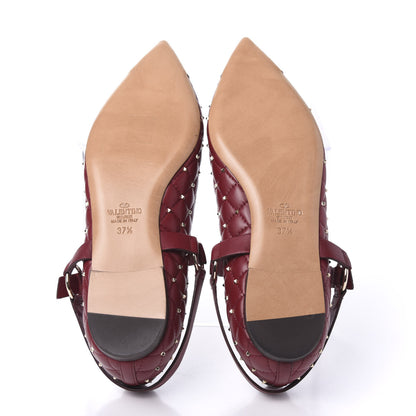 Valentino Garavani Lambskin Rockstud Spike Captoe Ballerina Flats 37.5 Rubin Gold 5 of 8