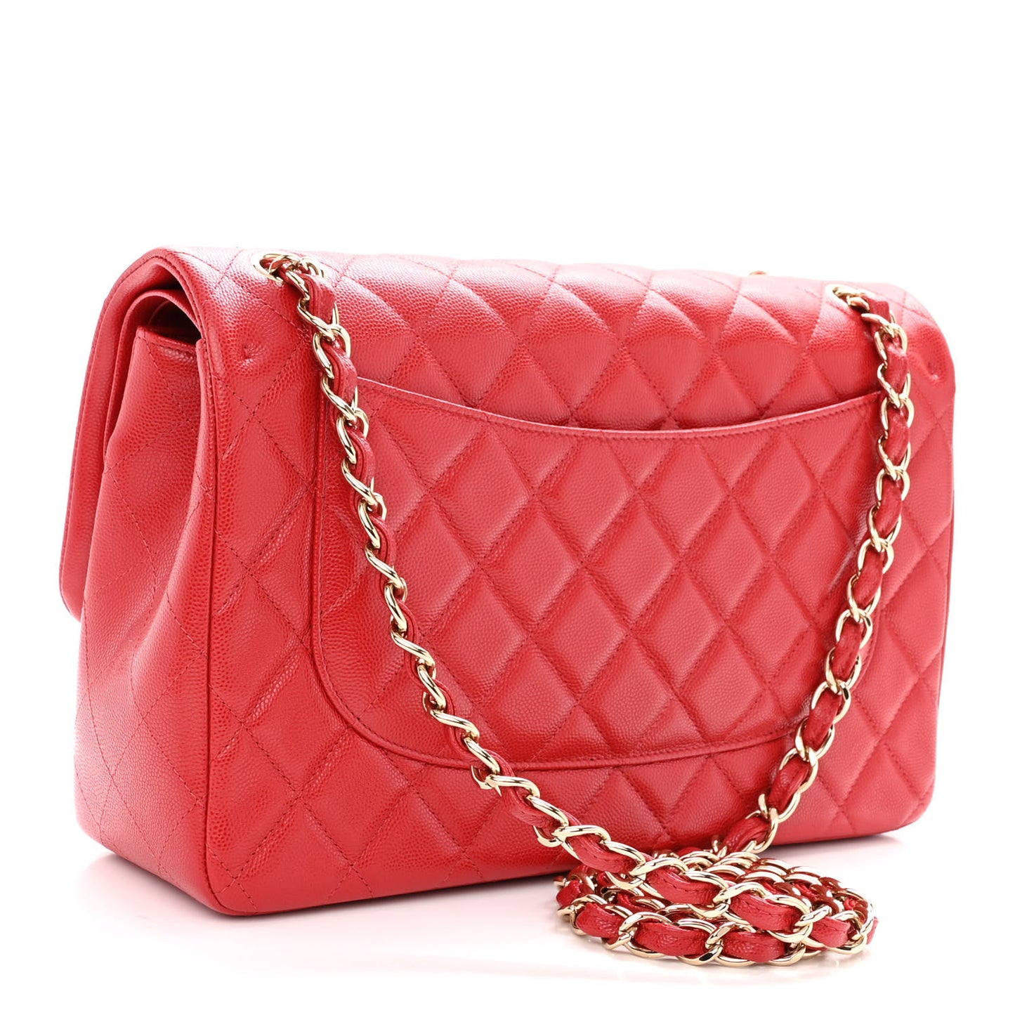 Caviar Quilted Jumbo Double Flap Red