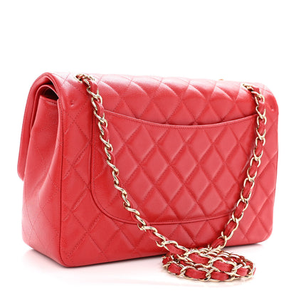 Chanel Caviar Quilted Jumbo Double Flap Red 3 of 10