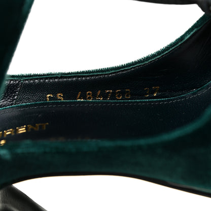 Saint Laurent Velluto Master Lace Up Tribute 105 Platform Sandals 37 Green 12 of 13