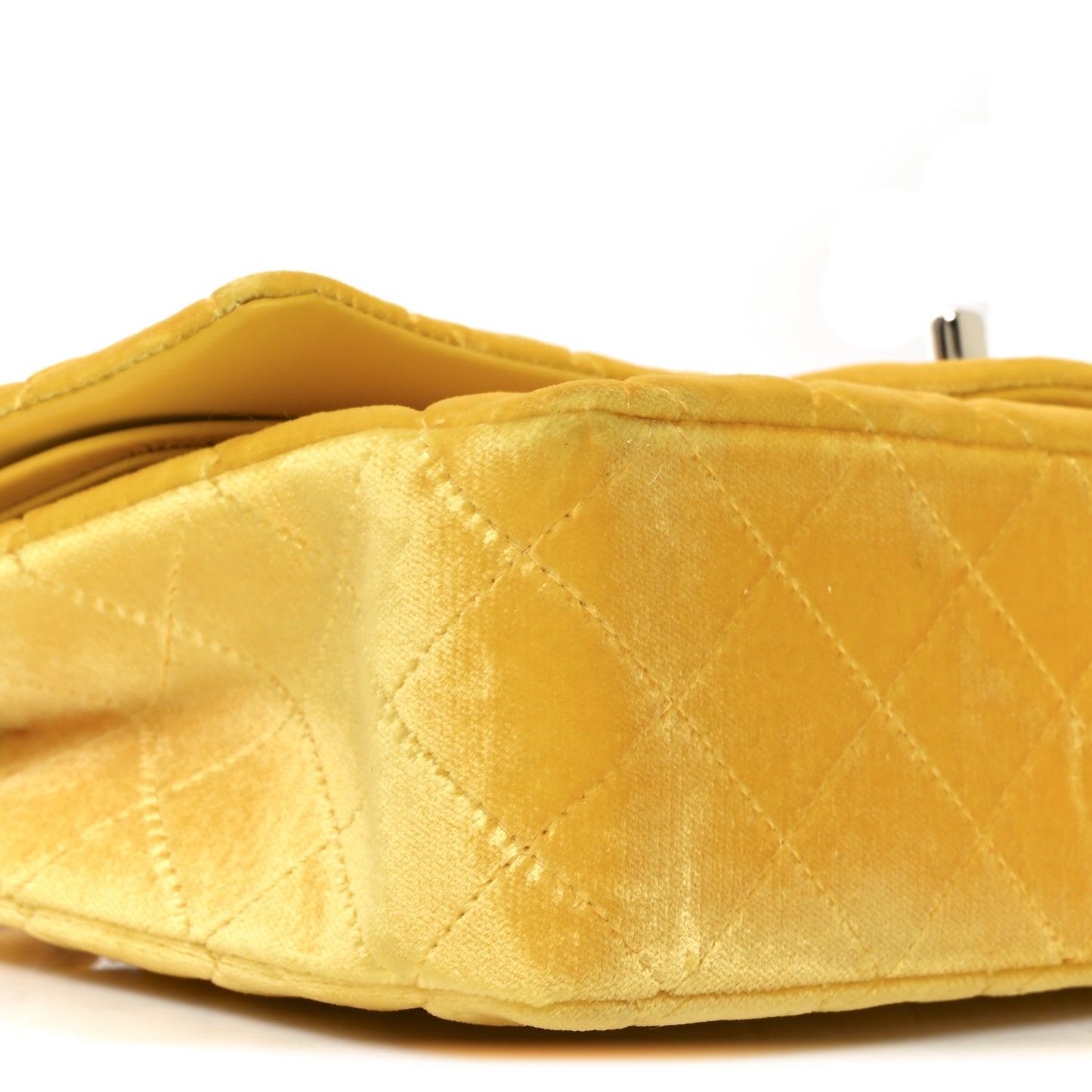 Velvet Quilted Medium Double Flap Yellow