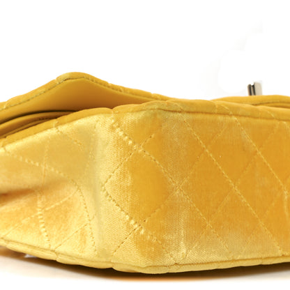 Chanel Velvet Quilted Medium Double Flap Yellow 9 of 10