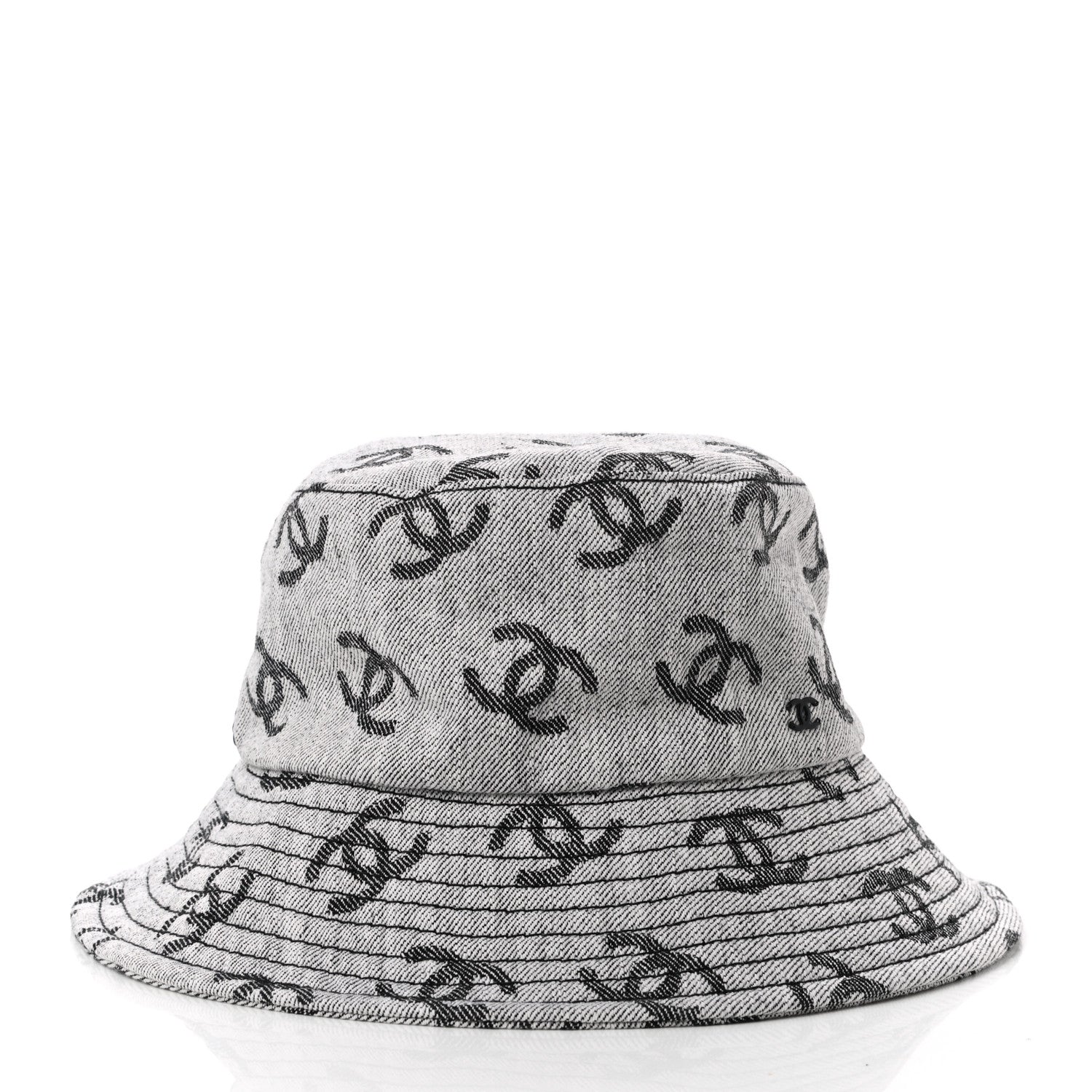 Chanel Denim CC Bucket Hat M White Black 3 of 8