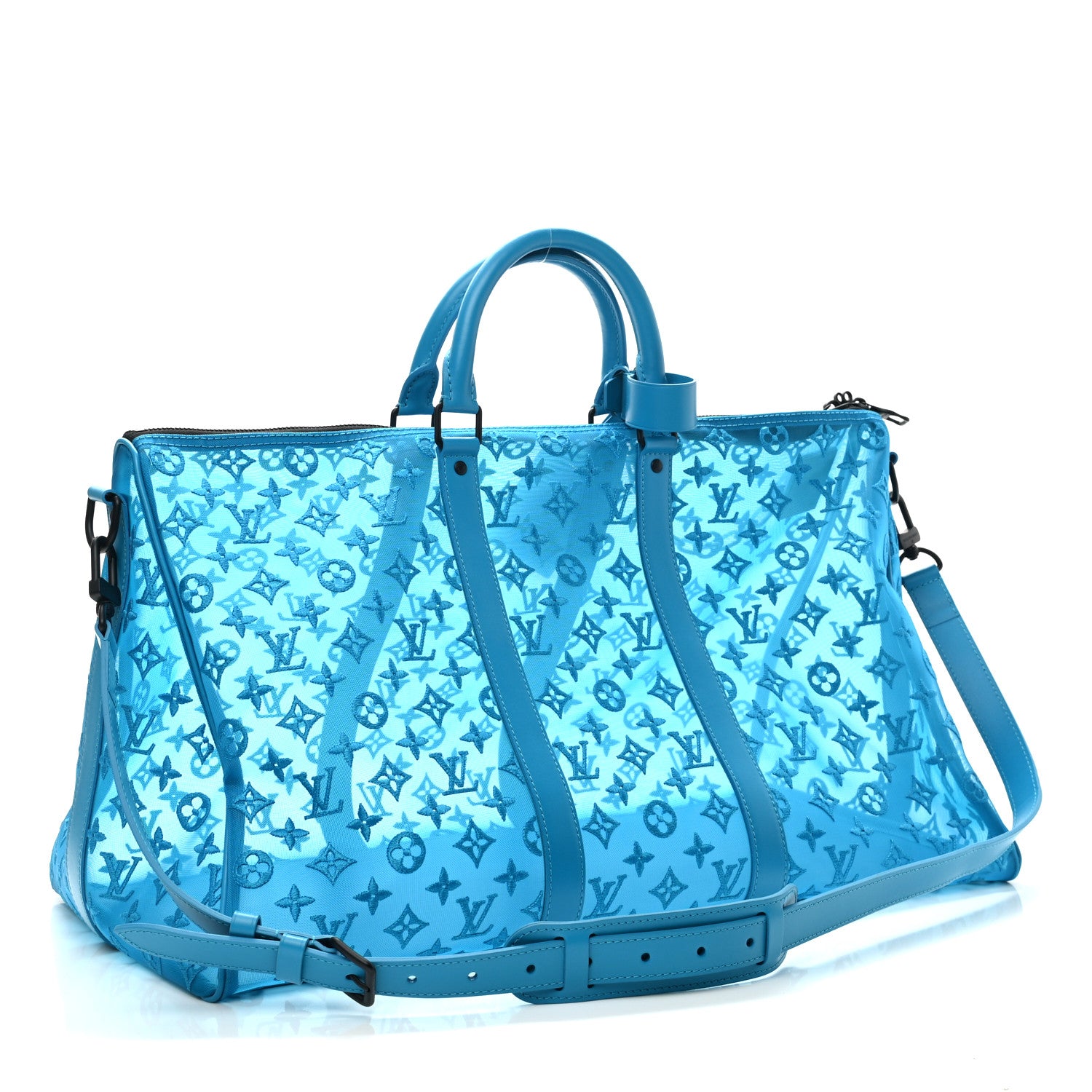 Louis Vuitton Monogram See Through Keepall Triangle Bandouliere 50 Turquoise 3 of 9