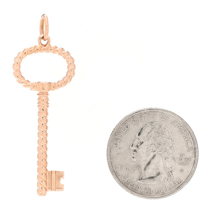Tiffany 18K Rose Gold Twist Oval Key Pendant Necklace 2 of 4