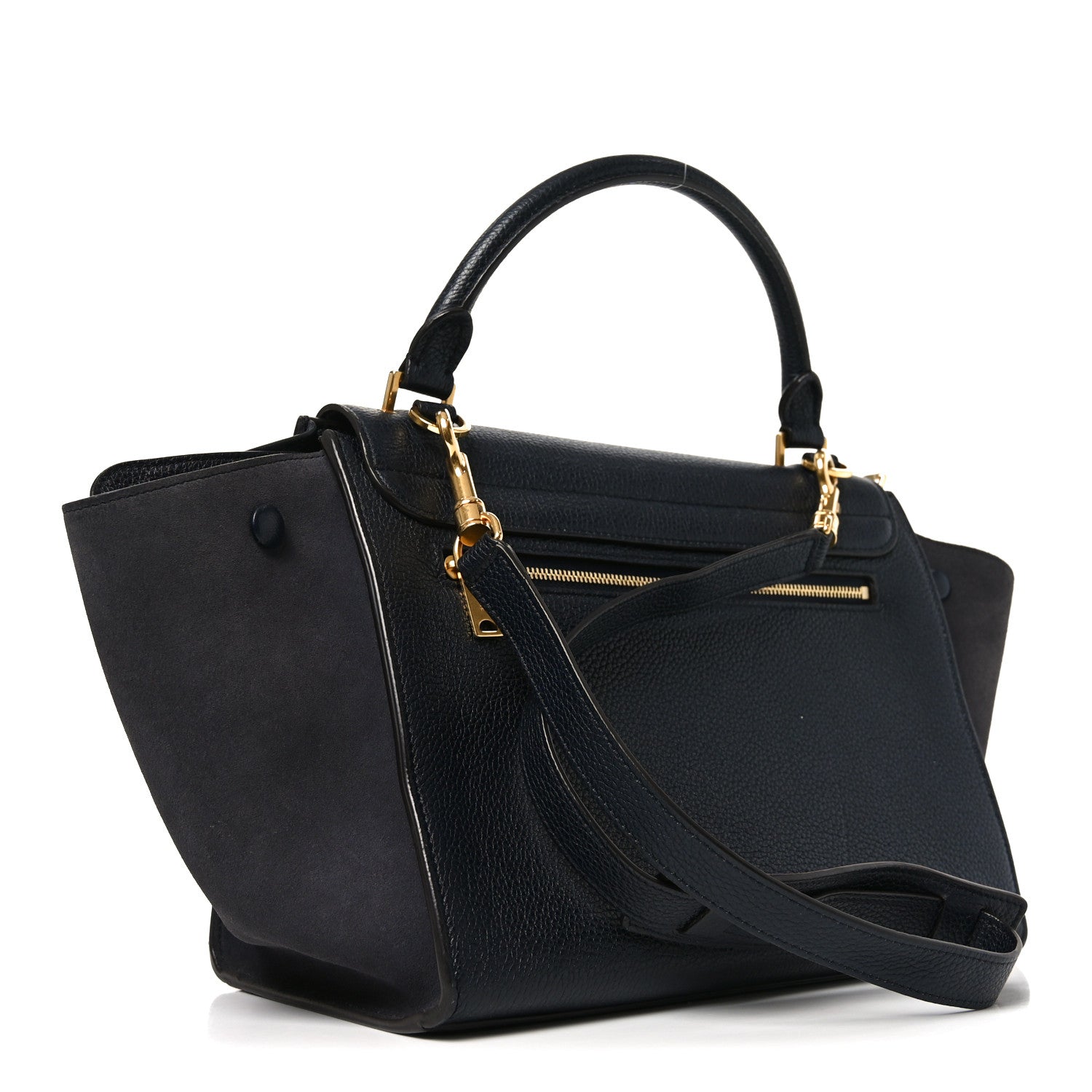Celine Drummed Calfskin Suede Small Trapeze Midnight 2 of 8
