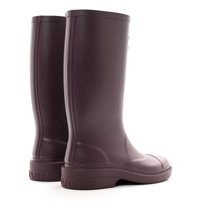 Chanel Caoutchouk CC High Boots 37 Dark Purple 4 of 8
