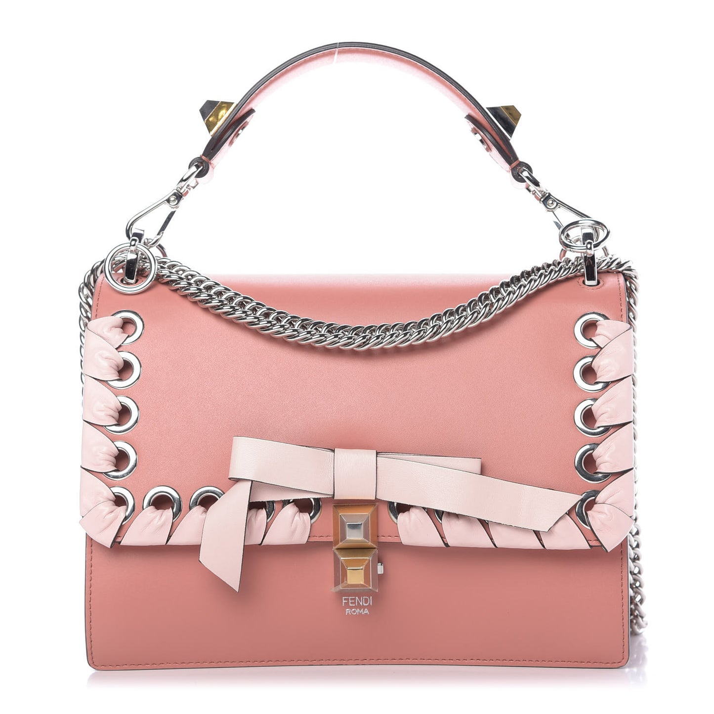 Vitello Liberty Shiny Nappa Lace Up Bow Kan I Shoulder Bag Macaron Confetto