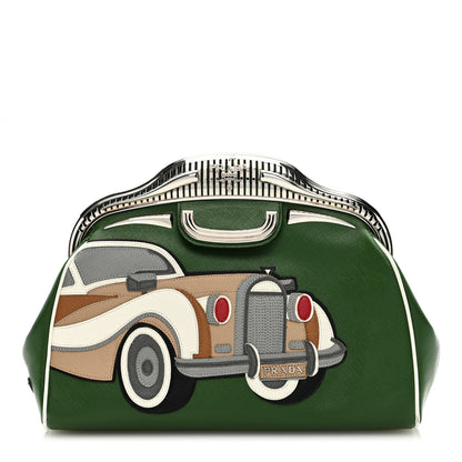 Prada Saffiano 50s Car Clutch Green 1 of 6