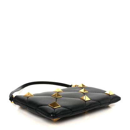 Valentino Garavani Nappa Quilted Roman Stud Zip Pouch Black 4 of 10