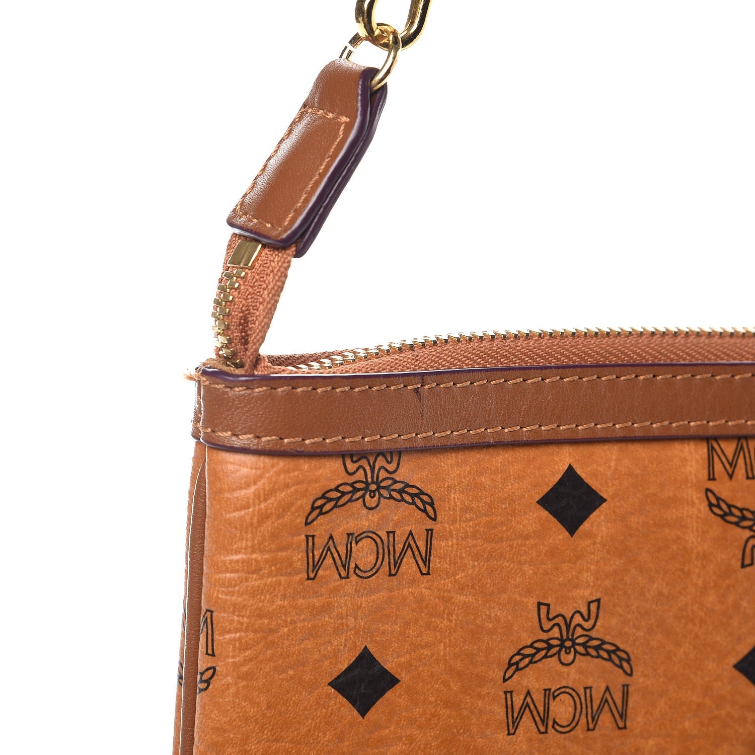 MCM Visetos Liz Shopper Tote Pouch Cognac 9 of 14