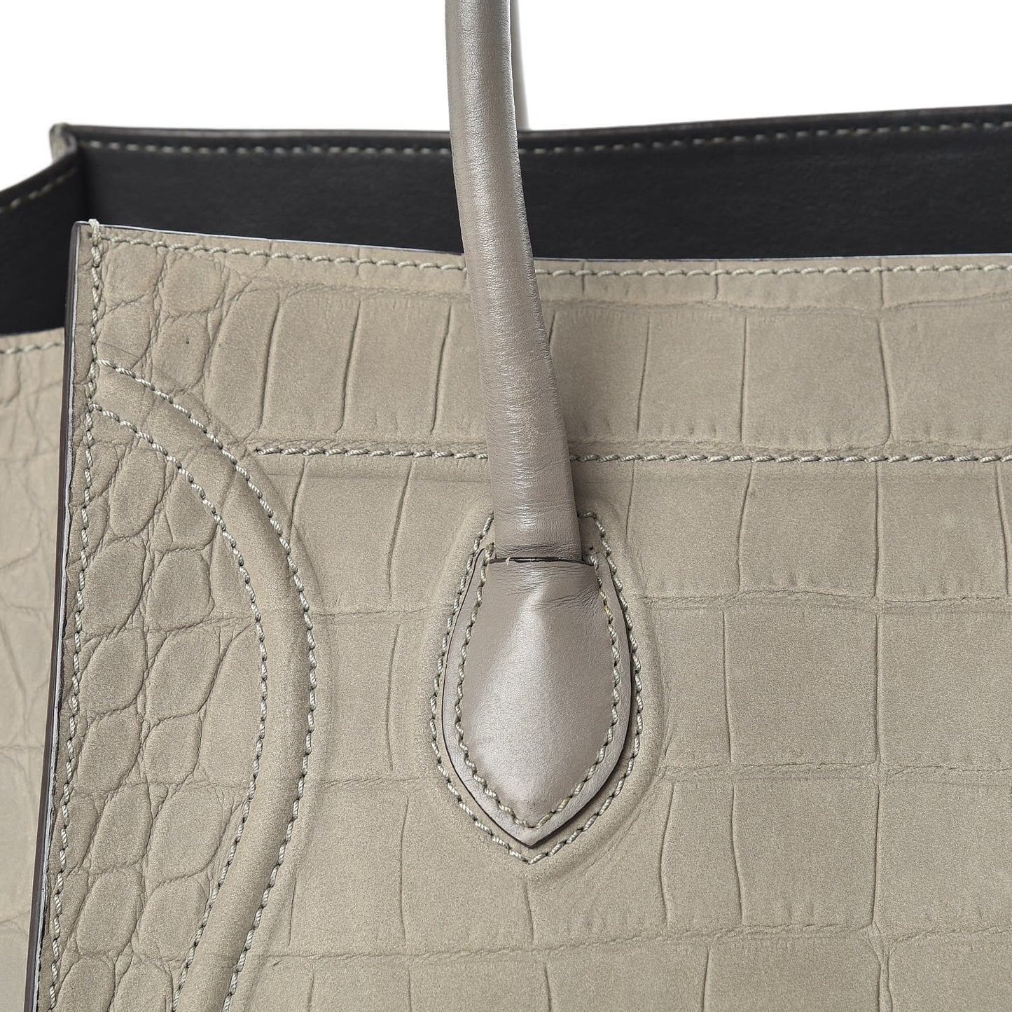 Crocodile Embossed Nubuck Medium Phantom Luggage Grey