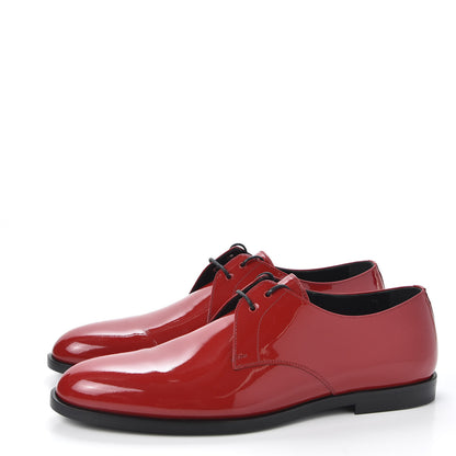 Saint Laurent Patent Calfskin Mens Smoking 15 Derby Lace Up Shoes 41 Red 2 of 10