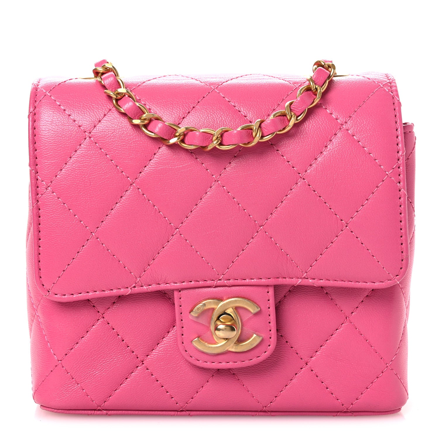 Chanel Goatskin Quilted Mini Square Flap Pink 1 of 12