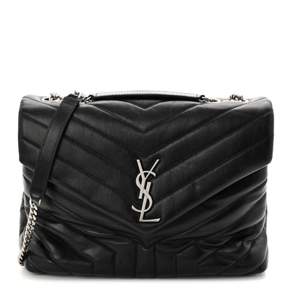 Saint Laurent Calfskin Y Quilted Monogram Medium Loulou Chain Satchel Black 1 of 9
