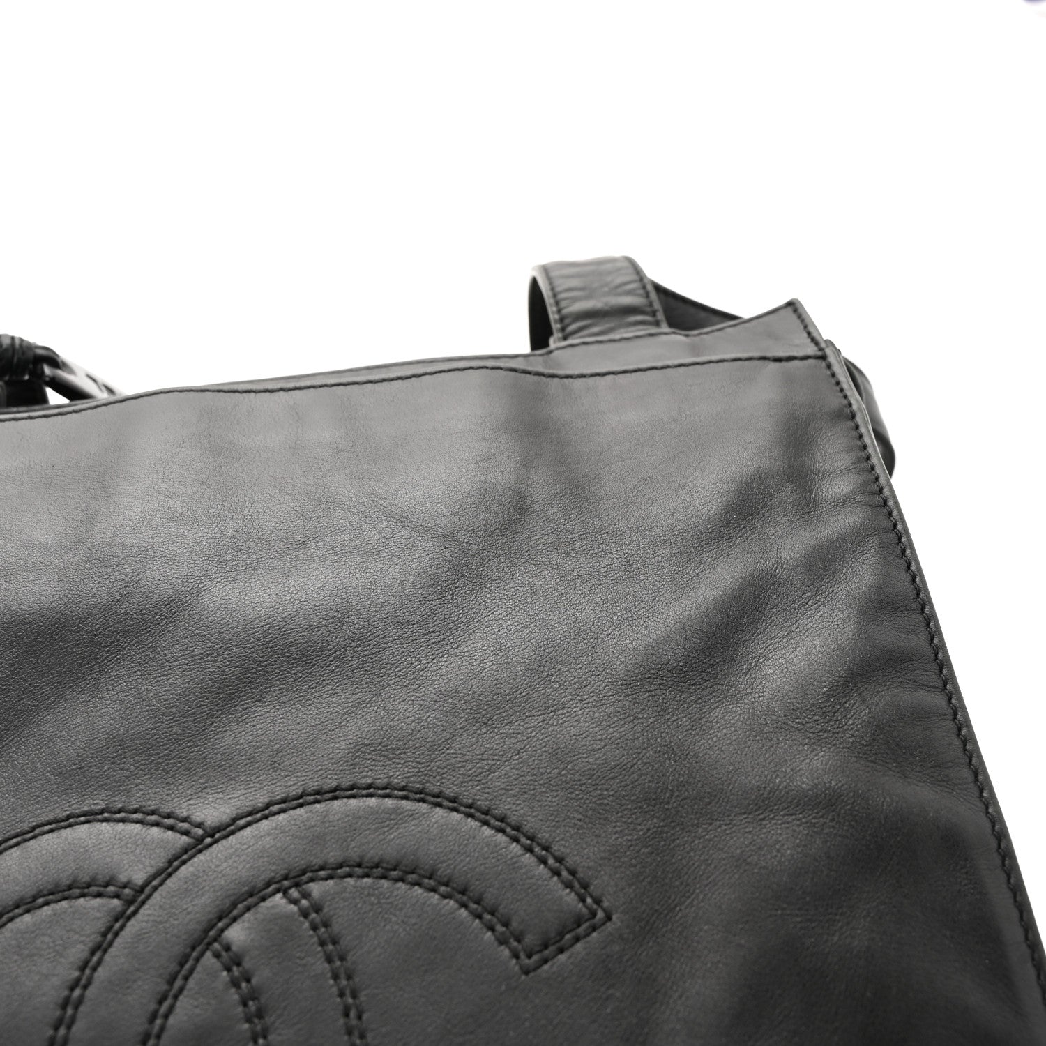 Chanel Lambskin CC Stitched Logo Tote Black 11 of 12