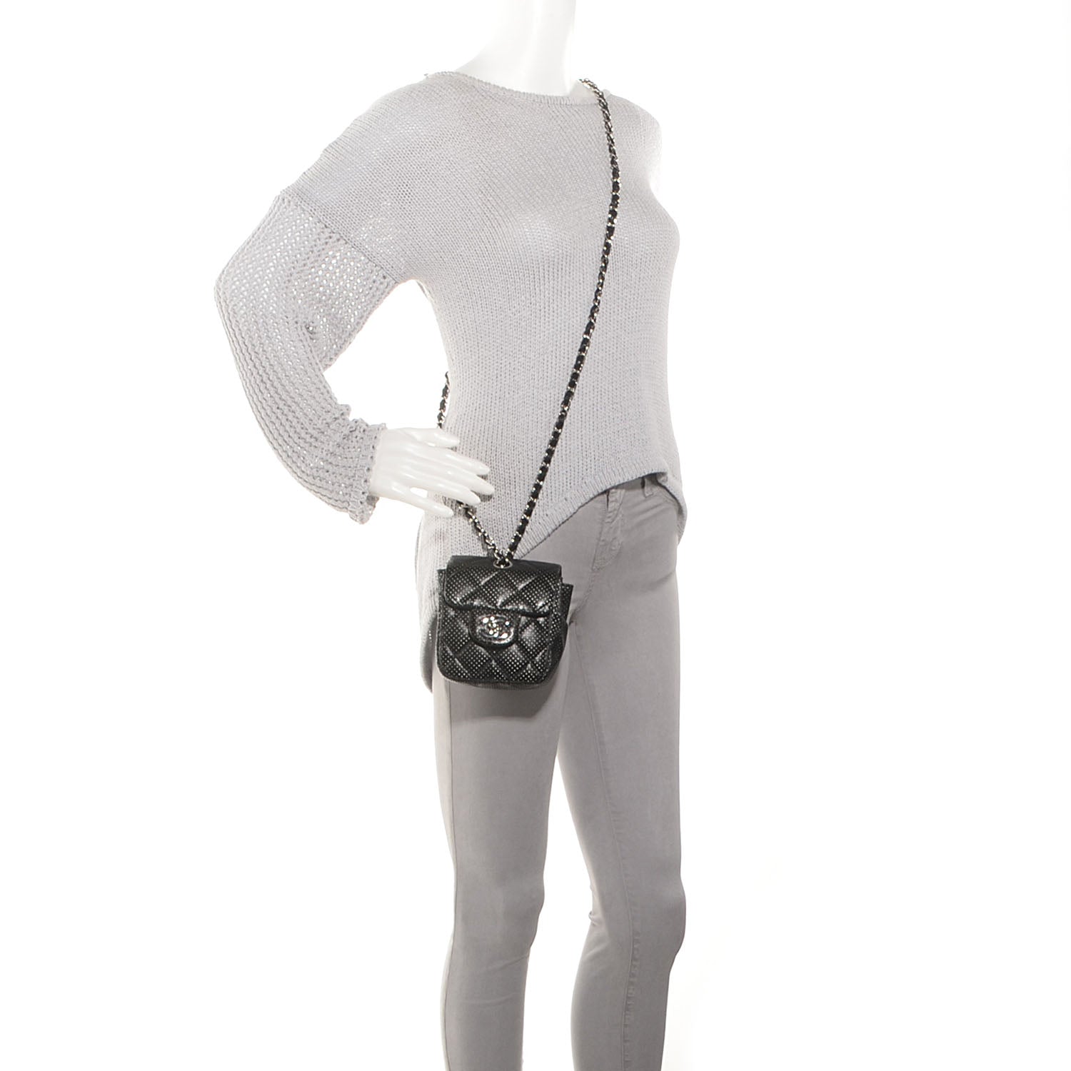 Chanel Lambskin Perforated Mini Flap Bag Black 2 of 8