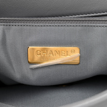 Chanel Goatskin Quilted Maxi Chanel 19 Flap Grey 6 of 10