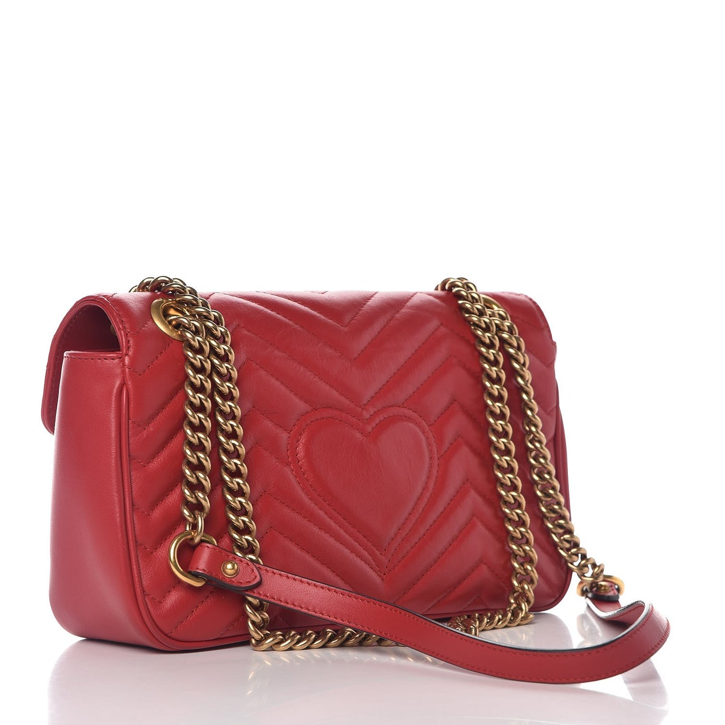 Calfskin Matelasse Small GG Marmont Shoulder Bag Hibiscus Red