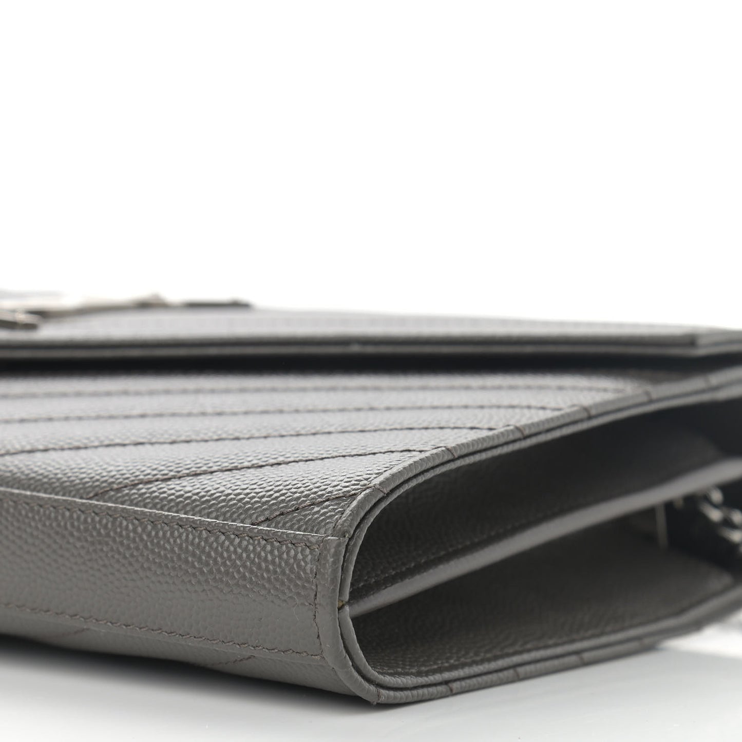 Grain De Poudre Matelasse Chevron Monogram Chain Wallet Grey