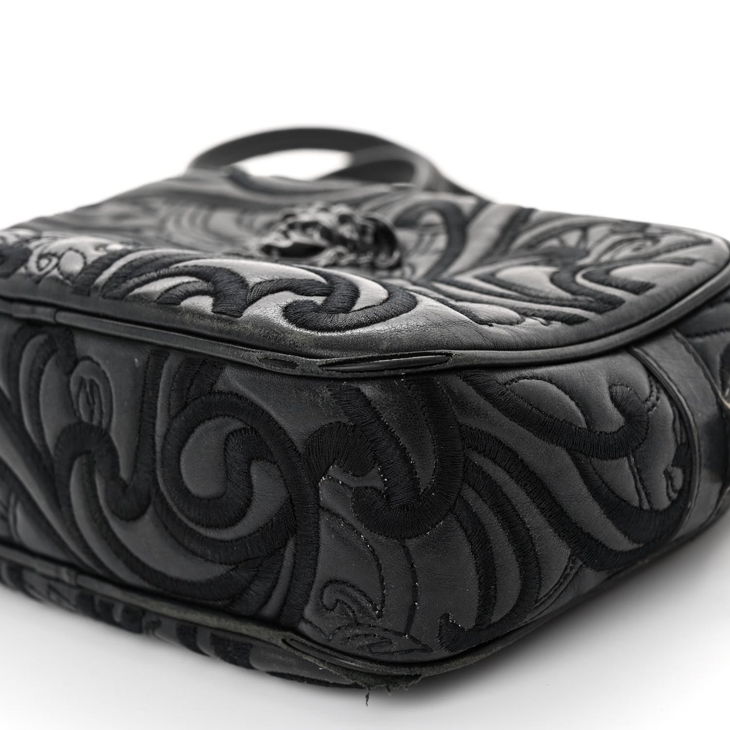 Nappa Embroidered Baroque Palazzo Camera Bag Black