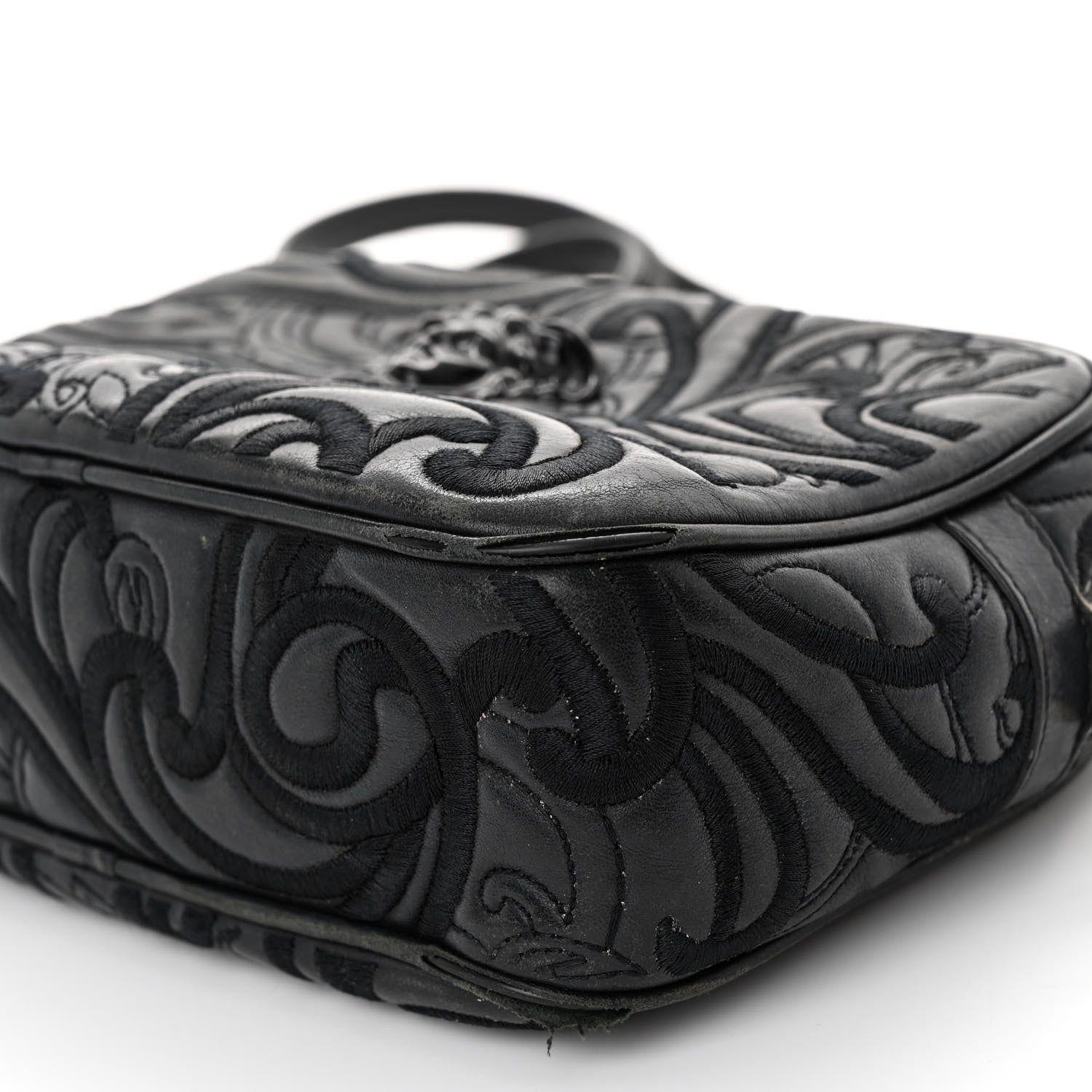 Versace Nappa Embroidered Baroque Palazzo Camera Bag Black 9 of 14