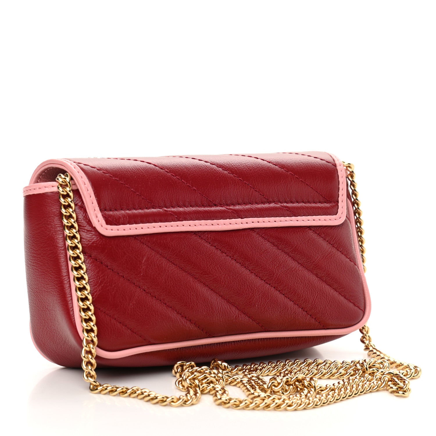 Gucci Azalea Calfskin Enamel Matelasse Diagonal Super Mini Torchon GG Marmont Shoulder Bag New Cherry Red Wild Rose 3 of 10