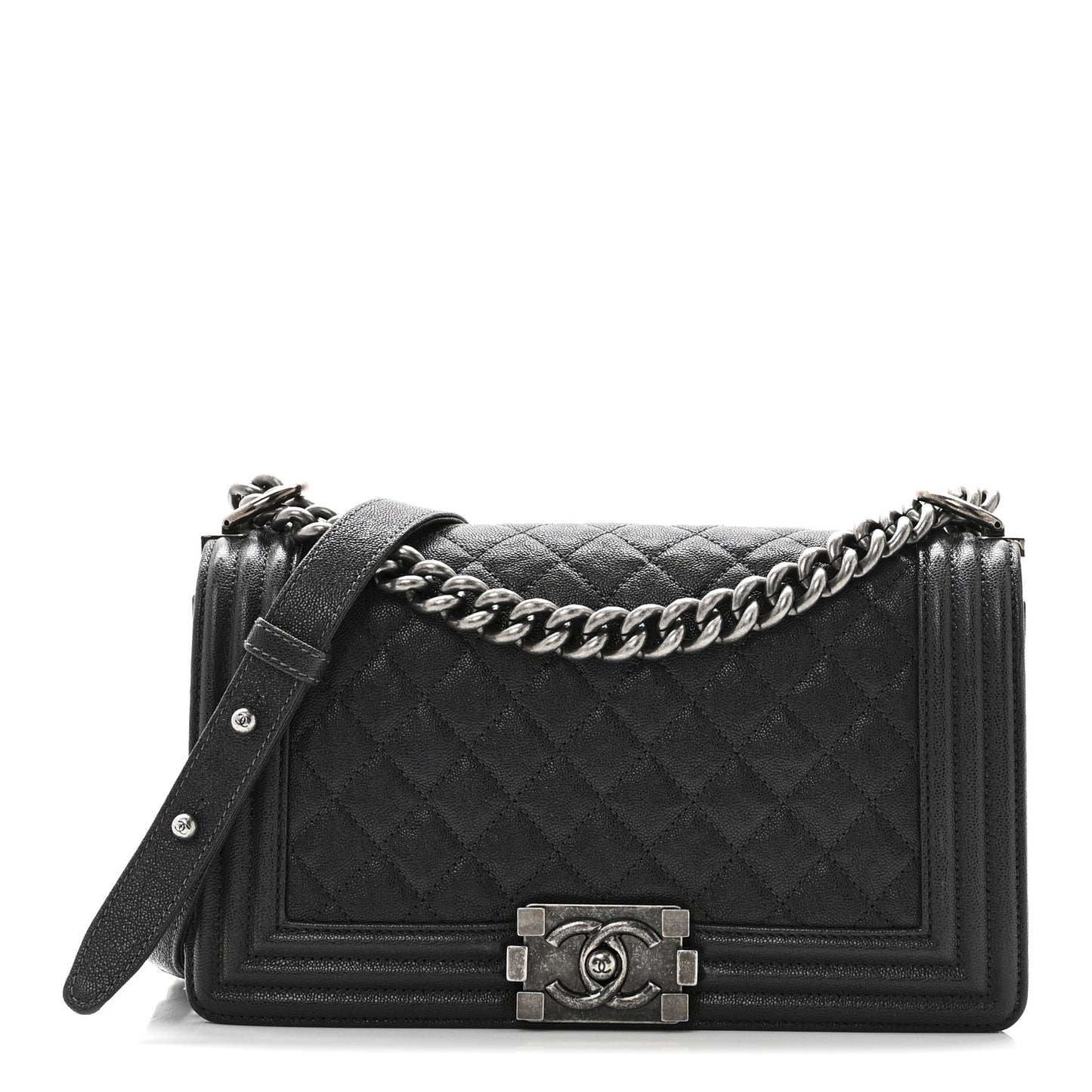 Caviar Quilted Medium Boy Flap Charcoal
