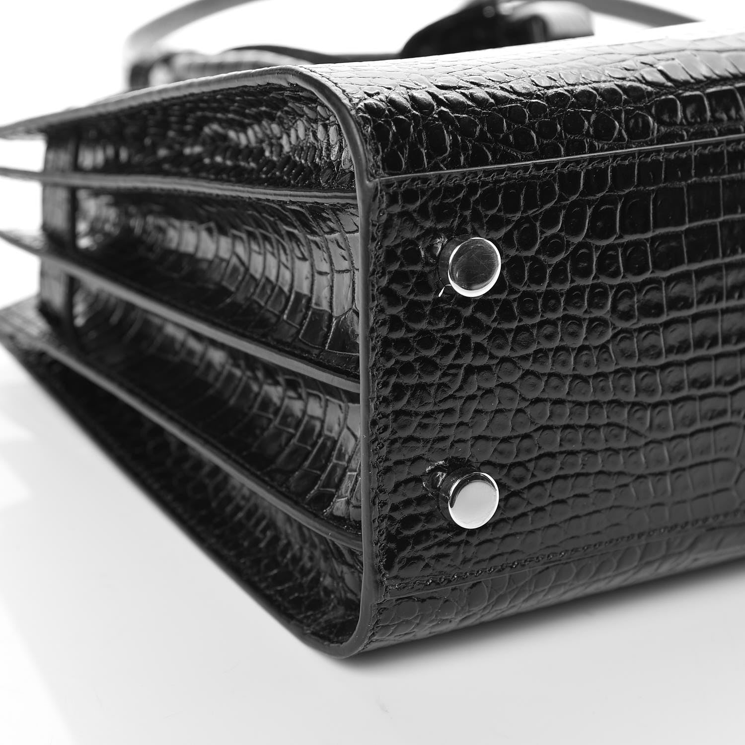 Saint Laurent Calfskin Crocodile Embossed Baby Sac De Jour Black 8 of 9