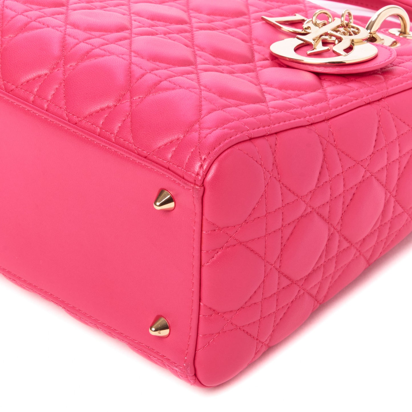 Lambskin Cannage Medium Lady Dior Fuchsia