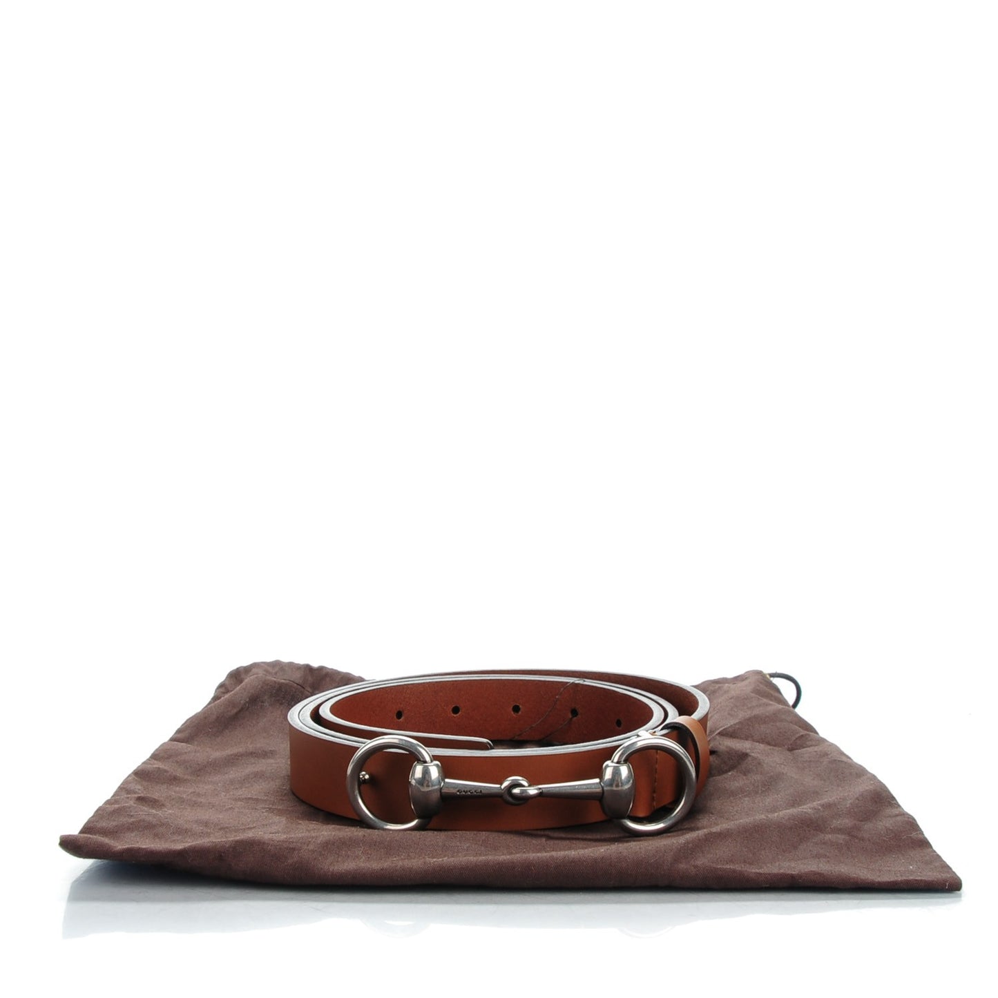 Calfskin Round Buckle Horsebit Selleria Belt Cuir 110 44 Brown