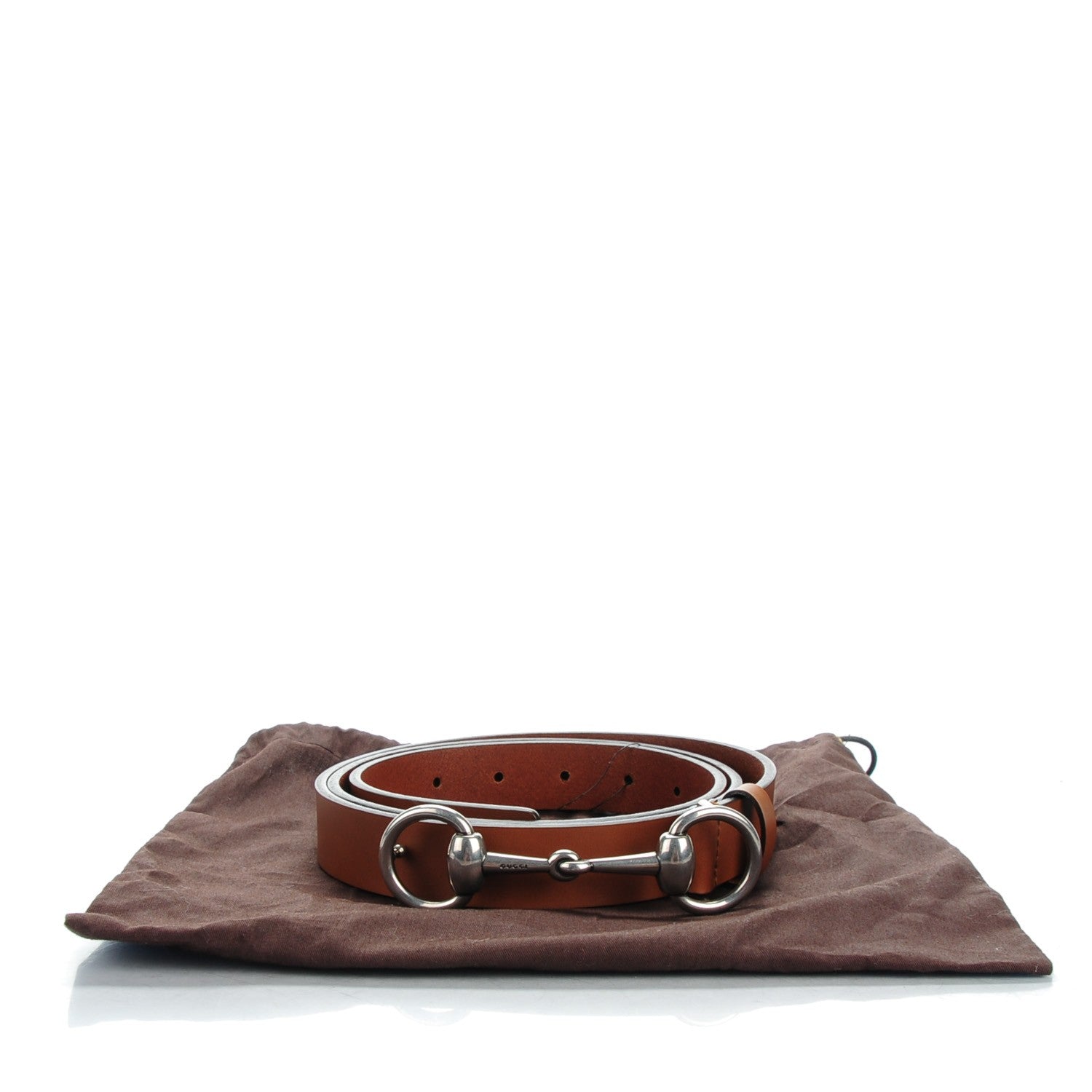Gucci Calfskin Round Buckle Horsebit Selleria Belt Cuir 110 44 Brown 7 of 7