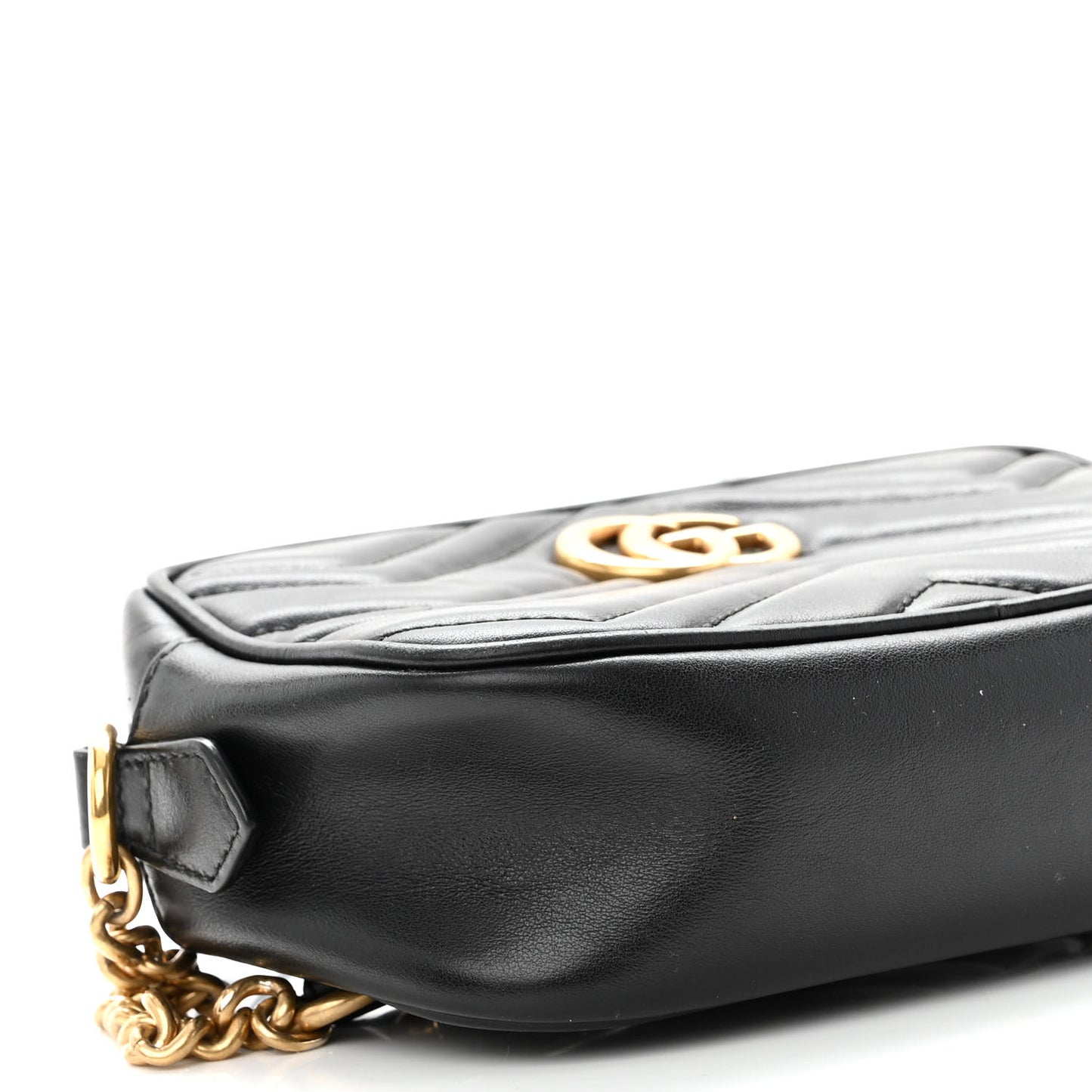 Calfskin Matelasse Mini GG Marmont Chain Shoulder Bag Black