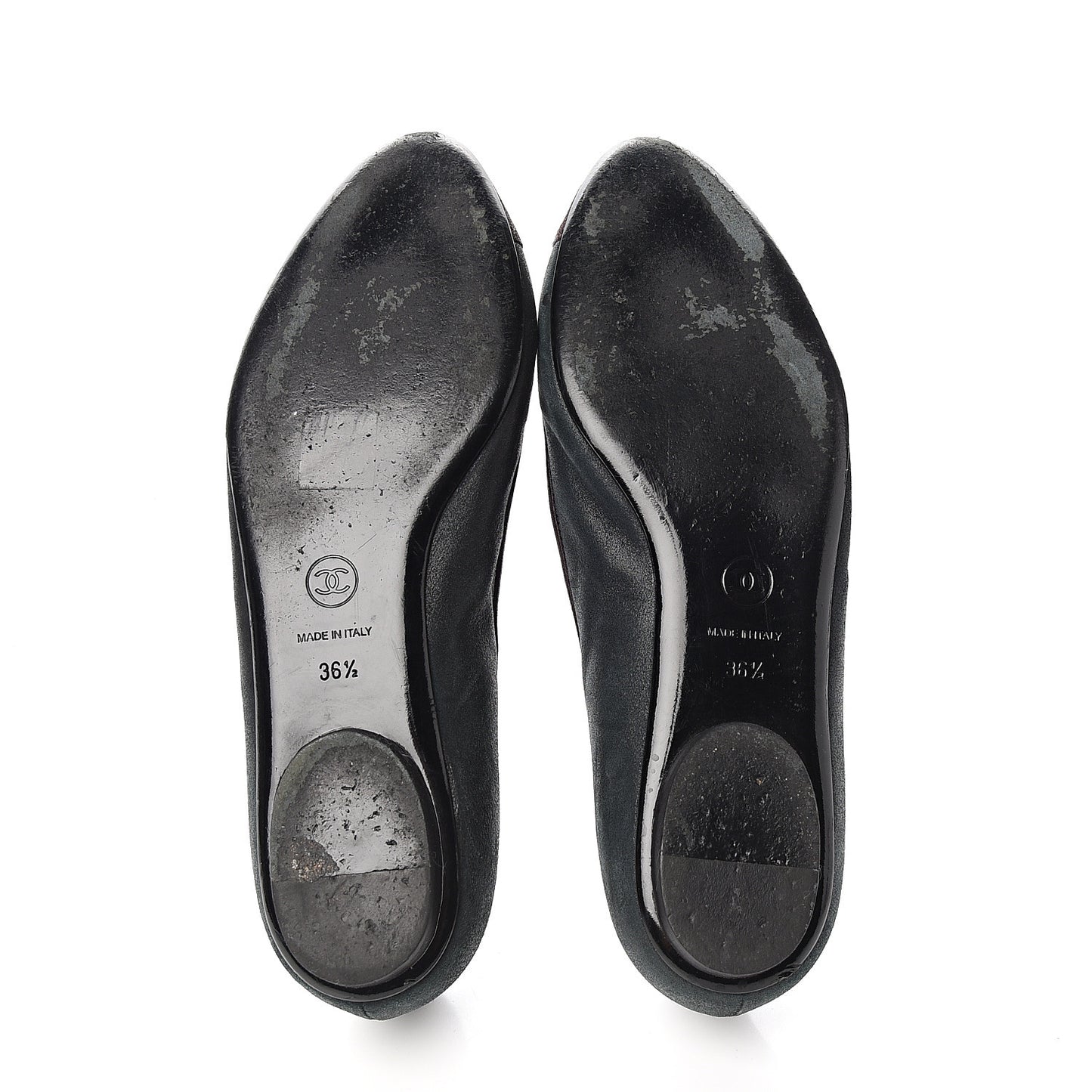 Suede Cap Toe CC Ballerina Flats 36.5 Dark Green Burgundy