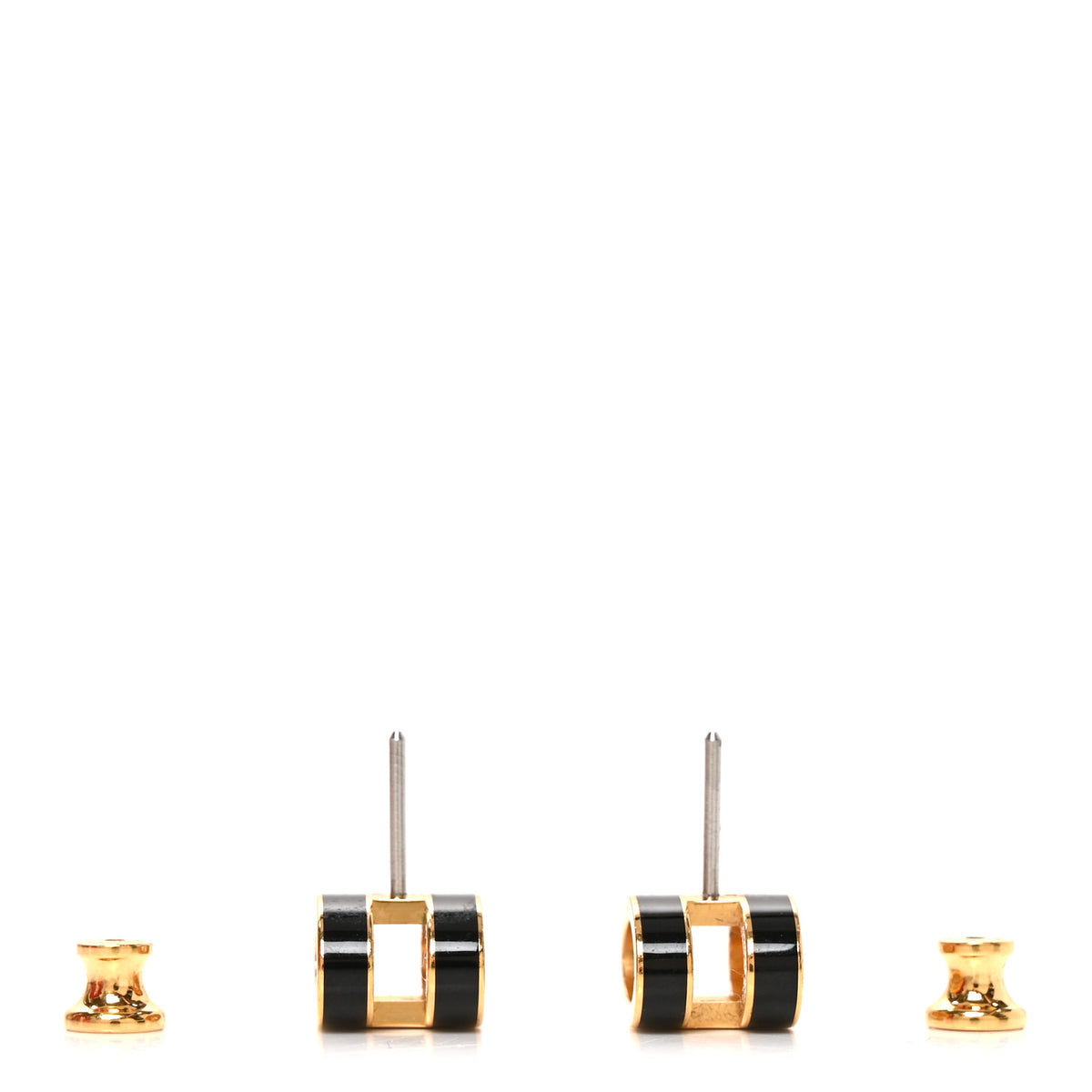 Hermes Gold Lacquered Pop H Earrings Black 3 of 5