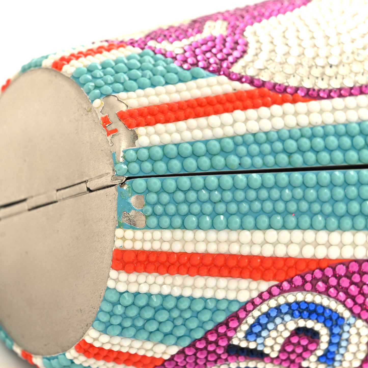 Crystal Frozen Drink Ice Cold Minaudiere Clutch Pink Multicolor