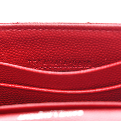 Saint Laurent Grain De Poudre Matelasse Chevron Small Monogram Envelope Wallet New Red 14 of 18