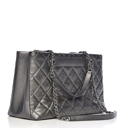 Chanel Metallic Lambskin Quilted Small Trendy CC Shopping Tote Grey 3 of 11
