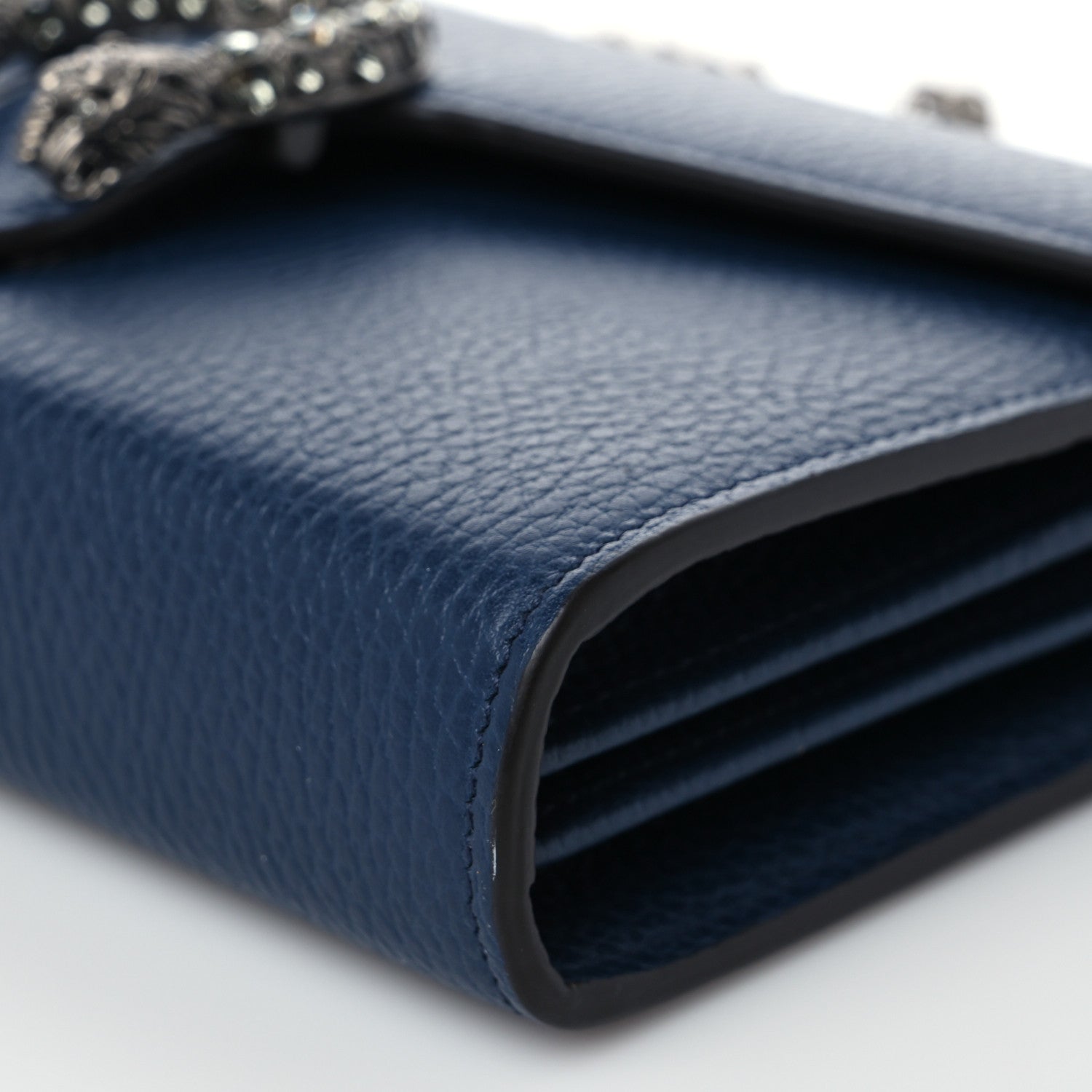 Gucci Dollar Calfskin Crystal Mini Dionysus Chain Wallet Blue Agata Black Diamond 8 of 8