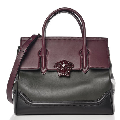 Versace Vitello Large Palazzo Empire Bag Burgundy Army Nero Black 5 of 12