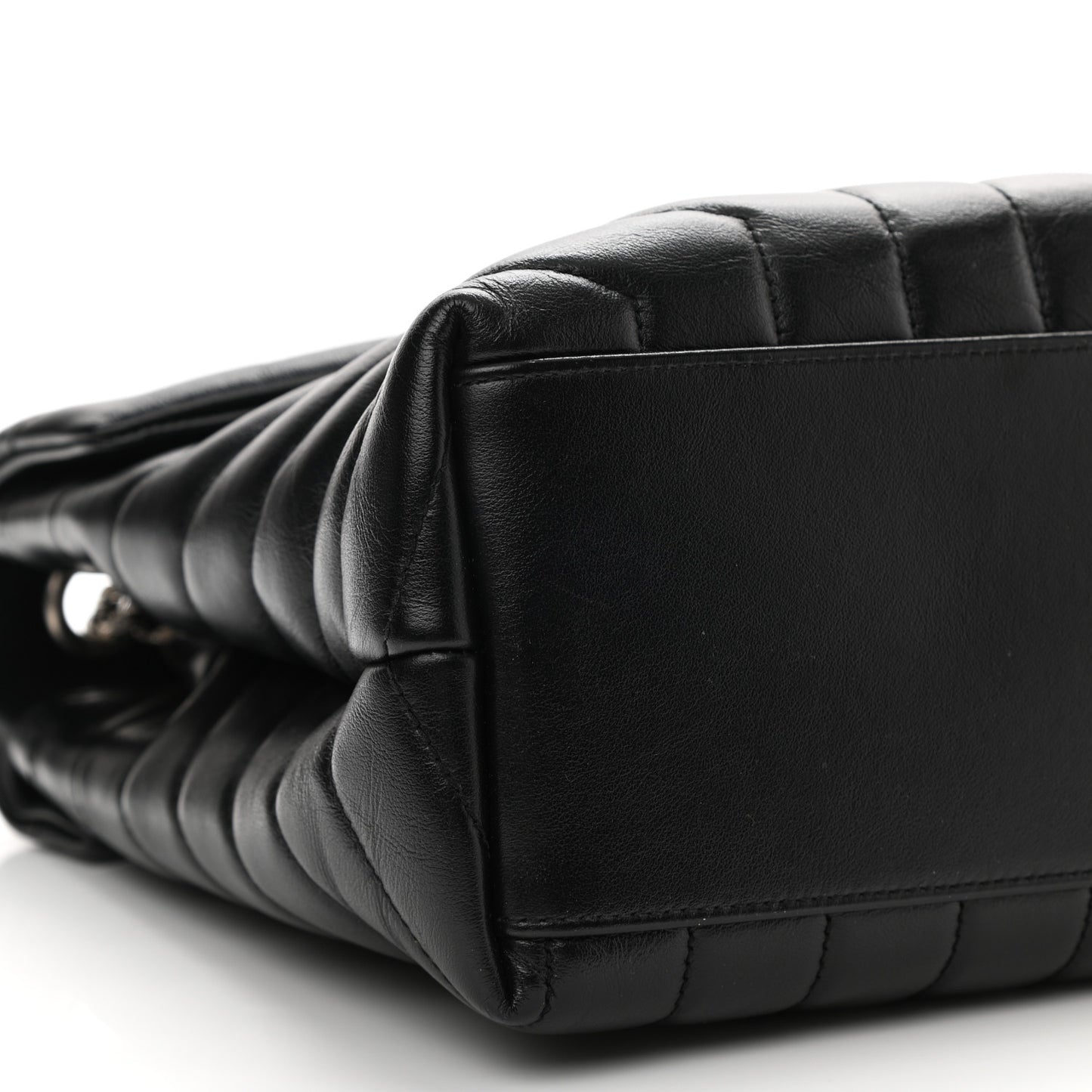 Calfskin Y Quilted Monogram Medium Loulou Chain Satchel Black