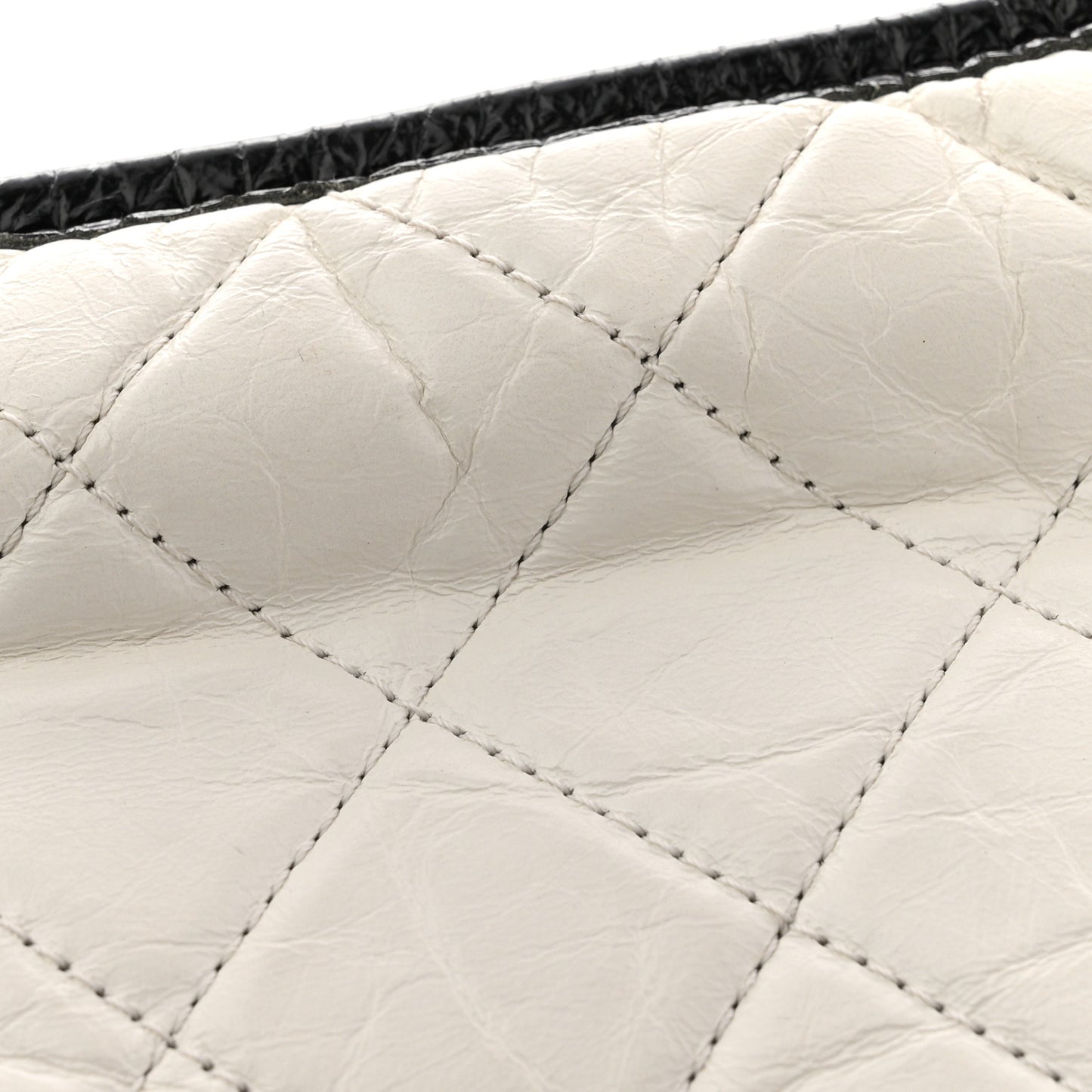 Aged Calfskin Quilted Small Gabrielle Hobo Black White