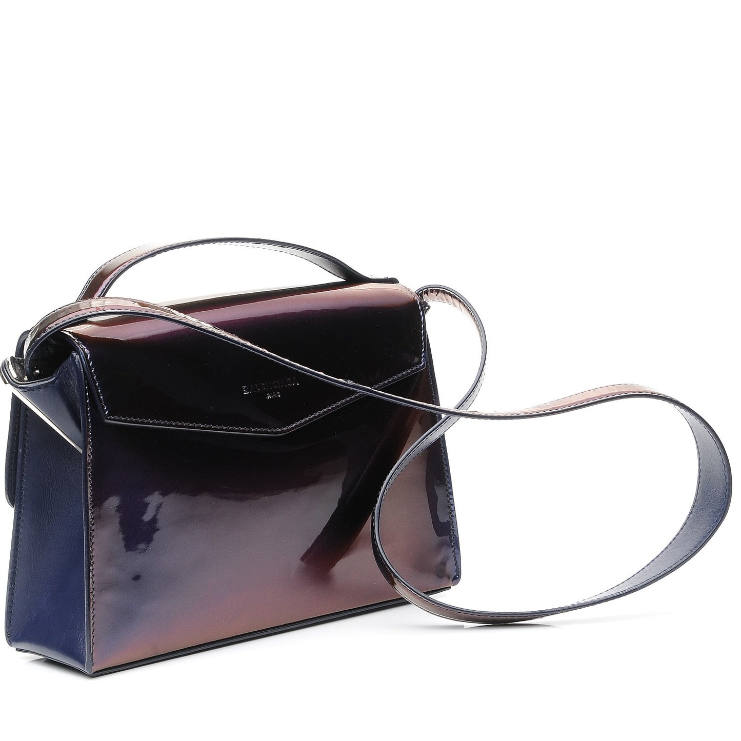 Patent Mini Trapeze Maillon Shoulder Bag Violet