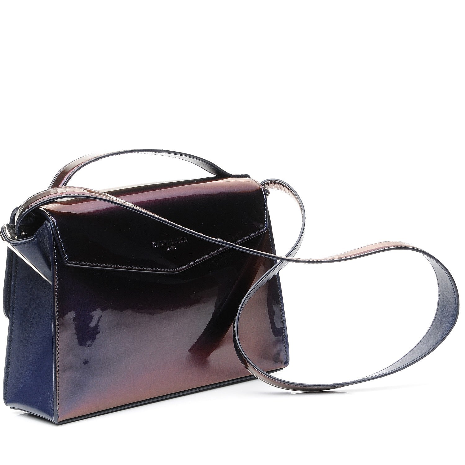 Balenciaga Patent Mini Trapeze Maillon Shoulder Bag Violet 3 of 7