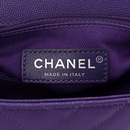 Chanel Caviar Chevron Quilted Mini Coco Handle Flap Purple 6 of 12