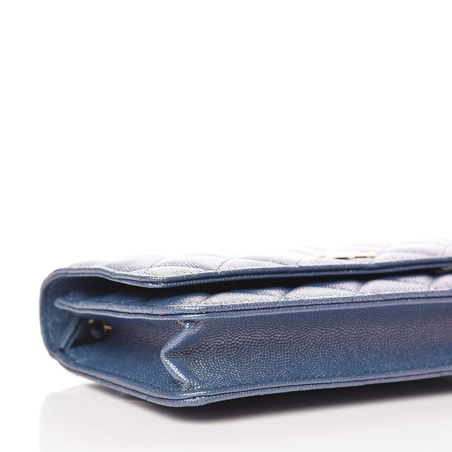 Chanel Iridescent Caviar Quilted Wallet On Chain WOC Dark Blue 5 of 11