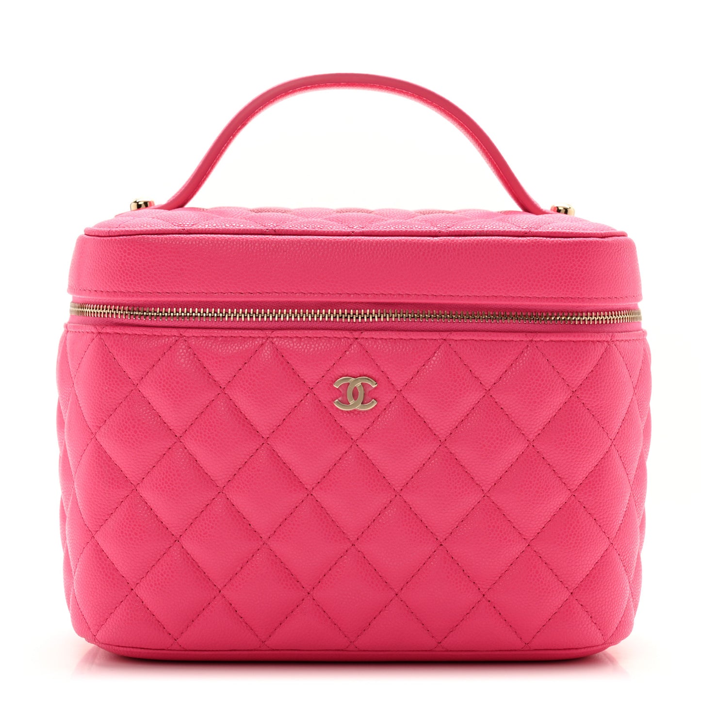 Caviar Quilted Large Vanity Pouch Pink