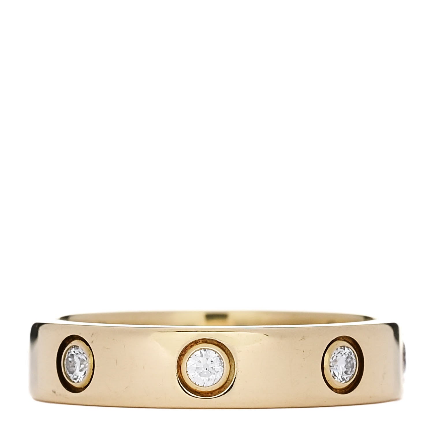 Cartier 18K Yellow Gold 8 Diamond 4mm LOVE Wedding Band Ring 51 5.75 3 of 4