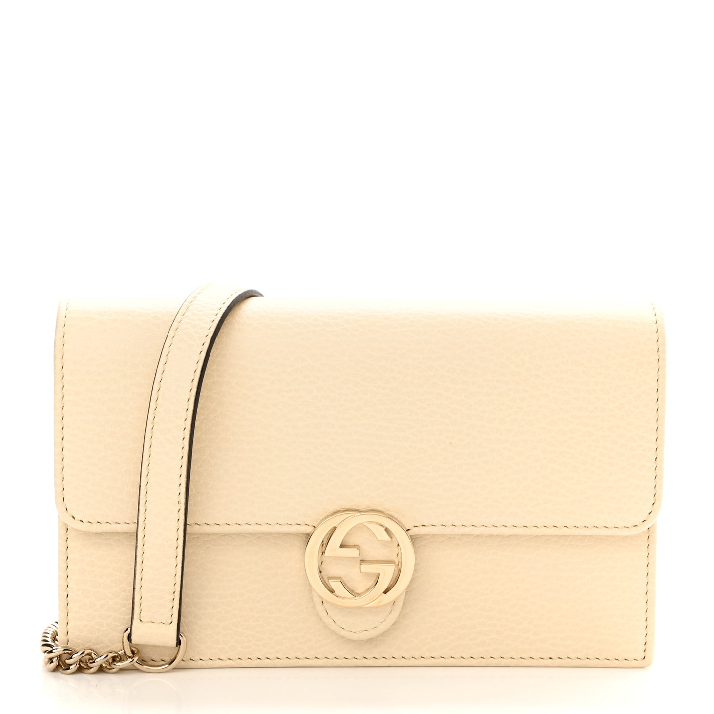 Dollar Calfskin Interlocking G Chain Wallet Ivoire
