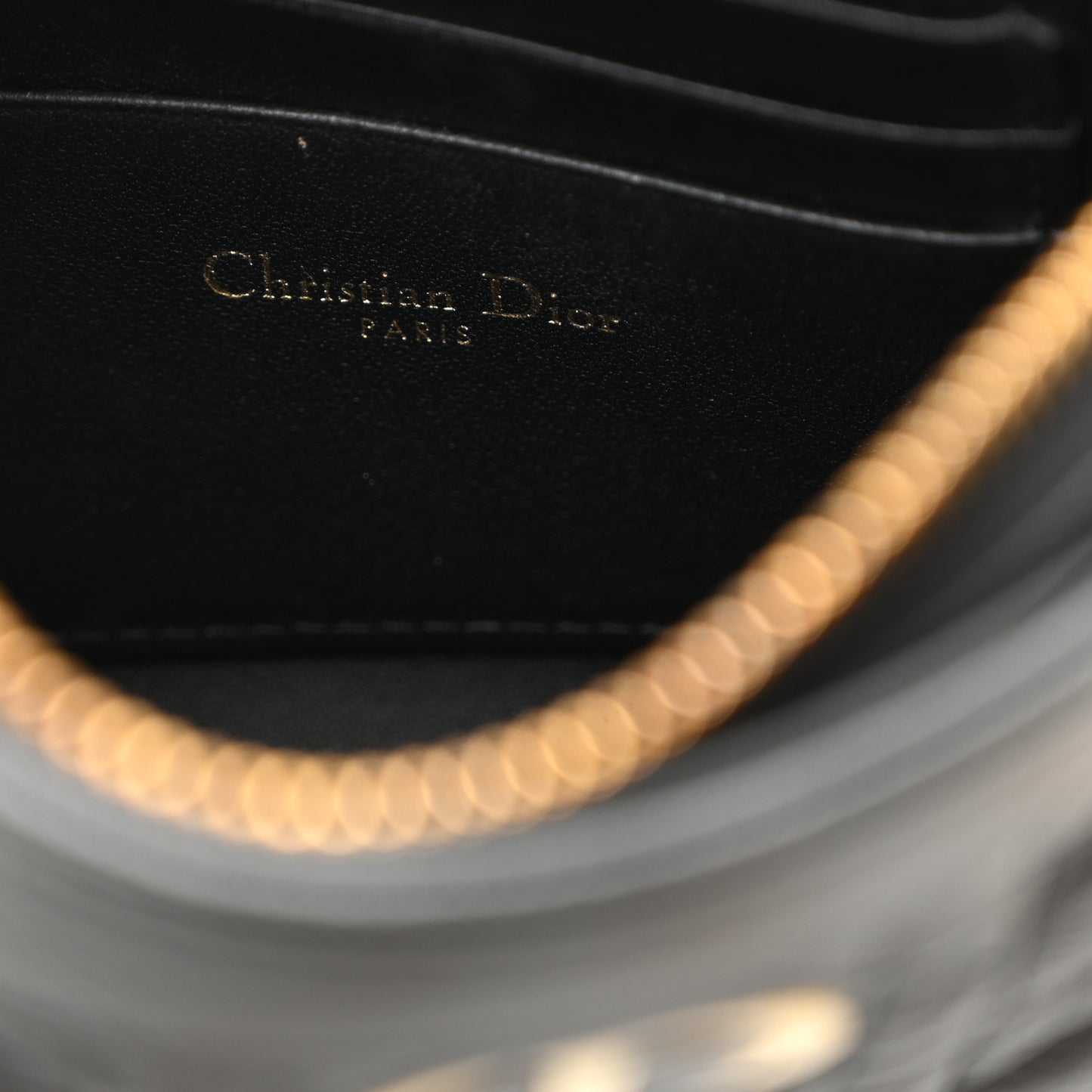 Calfskin Cannage Caro Zipped Pouch With Chain Black